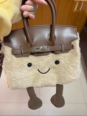 Jellycat style Smile Fur Fluffy Tote Plush Bag